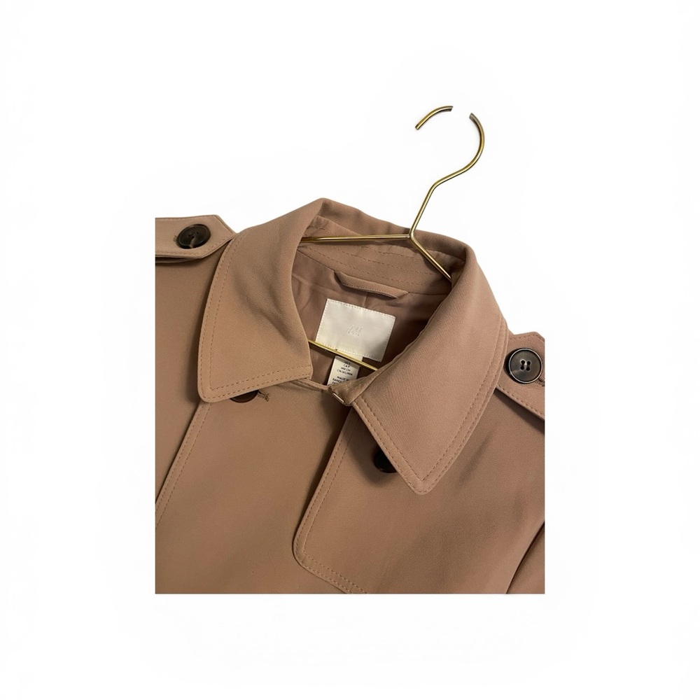 HM Womens Tan Double Breasted Belted Trench Coat Jacket Beige Small EUR 38 - Picture 4 of 7